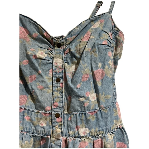 Tinseltown Dresses Vintage Tinseltown Small Light Denim Floral Mini